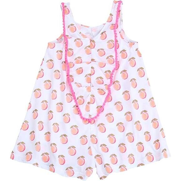 EGG BY SUSAN LAZAR Toddler Girl Printed Kiera Peach Cotton Romper Outfit 3T - Picture 1 of 8